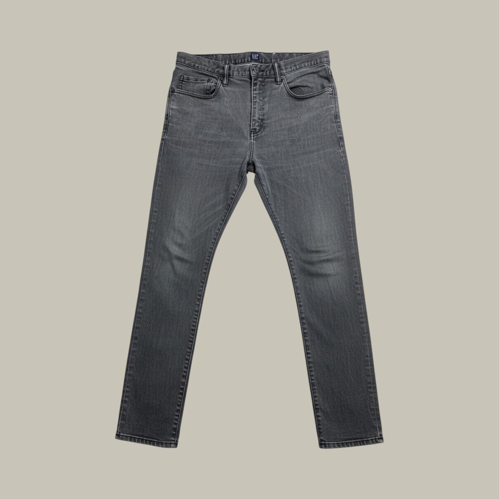 Gap Jeans Mens 36x30 (34x29) Slim Charcoal Gray Stretch Lyocell Blend Denim